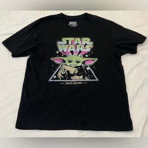 Star Wars men’s large Black T-Shirt with Baby Yoda “this is the way” Graphic